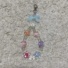 カラフル花　スマホストラップ　ビーズストラップ