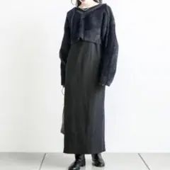 ☆美品☆ミスティックmysticシャギーニットワンピースSET ブラック S