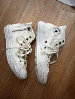 Converse ホワイト ハイカット シューズ サイドファスナー 25.0cm