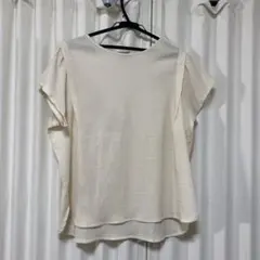 COMME CA ISM 半袖アイボリーシフォントップス