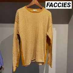 FACCIES マスタード×ホワイト ストライプ ニット