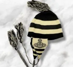 珍品VivienneWestwoodヴィヴィアンウエストウッド耳当てつきニット帽 ヴィヴィアンウエストウッド 耳当て付きニット帽