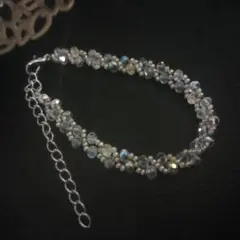 クリスタル オーロラ ビーズ ブレスレット ハンドメイド シルバー