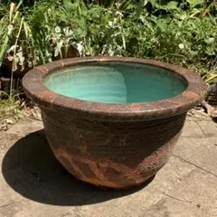 重厚感ある古銅色】銅ラウンドボウル内径28.5cm 約1.03kg ・店舗什器