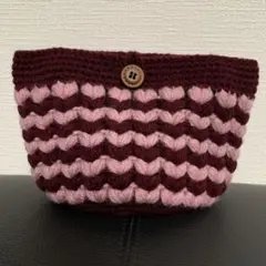 ハンドメイド　ハート柄ポーチ