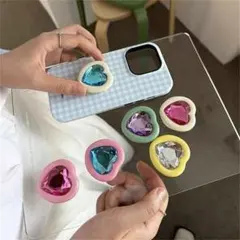 ハート型 ビジュー スマホグリップ スタンド