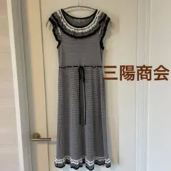 Premiere サマーニットワンピース　M 黒　日本製　三陽商会