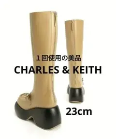 【1回使用の美品】CHARLES & KEITH ​厚底 ロングブーツ 23cm