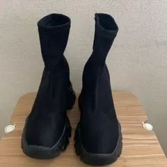 厚底 ソックスブーツ ブラックのサムネイル