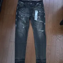 PURPLE スキニーデニム ブラック ダメージ加工