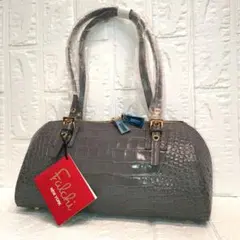 ✨新品 Falchi New York グレー クロコ型押し レザーハンドバッグのサムネイル