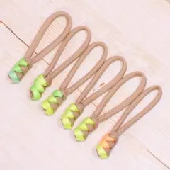 【6個セット】ハンドメイド パラコード ジッパータブ ベージュxイエロー系