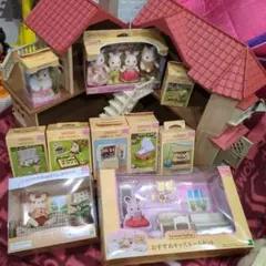 シルバニアファミリー あかりの灯る大きなお家　＋はじめて10点セット