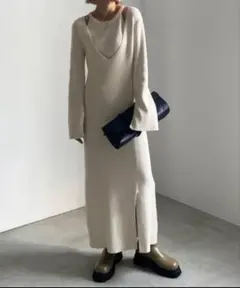 アメリ AMERICAN SLEEVE LAYERED KNIT DRESS