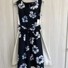 CECIL Mc BEE♡バイカラー水彩花柄ワンピース　リボン　パール