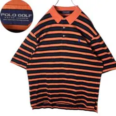 ポロゴルフラルフローレンオレンジマルチボーダーポロシャツポニー刺繍ゆったりサイズ