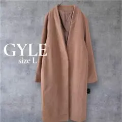 新品　GYLE ベージュ ノーカラーロングコート L ブラウン　ロングコート