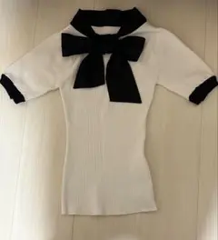 GRL 配色ボウタイリブニットトップス[mb1597]