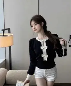 リボンニットセーター　SHEIN ブラック　新品未使用