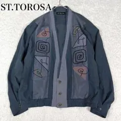 ヴィンテージ ST.TOROSA レーヨン デザインブルゾン 総柄 レトロ 古着