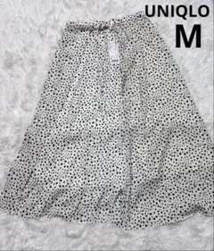 タグ付ベルテッドプリントフレアスカート　ダルメシアン柄　GU.ロペピクニックずき