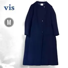 vis ビス 二重織メルトンボトルネック ロングコート M 濃紺 ネイビーのサムネイル