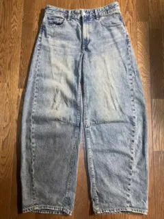 GU ワイドデニムパンツ ライトブルー L