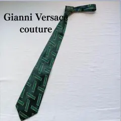 ジャンニヴェルサーチ ネクタイ グリーン×イエロー 幾何学柄 人気【n7987】