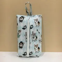 コーギーちゃんアリス柄 吊り下げタイプ　BOXティッシュケースカバー