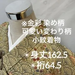 小紋 金彩 変わり柄 正絹 広衿 袷YK-1168