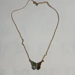 シェル蝶々ネックレス ブルーグリーン