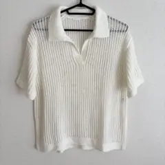 GU メッシュスキッパーポロセーター 半袖 M／ホワイト