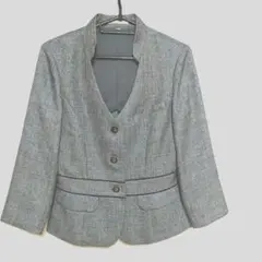 BONMAX　スタンドカラー　ツィード　ジャケット　グレー　サイズ　9 号M相当