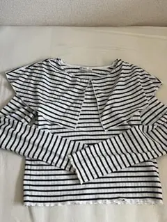 earth music and ecology／ストライプ柄フリル長袖トップス