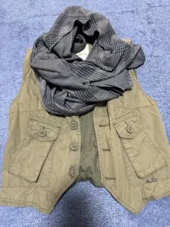 DIESEL ベスト ジレ チェック柄ストール付のサムネイル