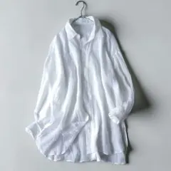 極美品コラージュガリャルダガランテ　ラミーギャザーシャツ　ホワイト　麻F