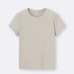 GU リブクルーネックT 半袖 無地 Tシャツ ベージュ　Mのサムネイル