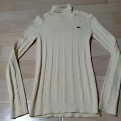 LACOSTE ラコステ タートルネック リブニット アイボリー 40　伸縮性有