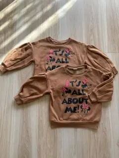 裏起毛トレーナー　ミニーちゃん　ポワン袖　双子　100の2枚セット