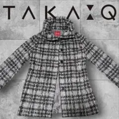 TAKAQ グレー ブラック チェック コート Lサイズ
