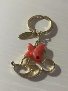 Disney ミニーマウス キーホルダー ゴールドカラー ラメリボンのサムネイル