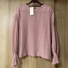 グレイッシュ ピンク ブラウス シフォン パフスリーブ 新品 タグ付き