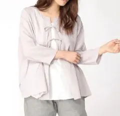 ✾Samansa Mos2✾サマンサモスモス　綿ラミー千鳥柄ピンタックブラウス