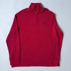 ポロバイラルフローレン　タートルネック ハーフジップスウェット レッド XL