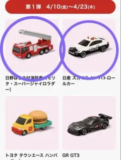 マクドナルド　ハッピーセット　消防車、パトカー