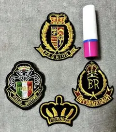 エンブレム風 刺繍ワッペン4点セット