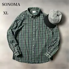 古着SONOMA 緑ボタンダウン　ポプリンシャツXL【AB26】