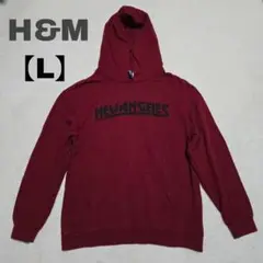 H&M NEW ANGELES ロゴフ－ド付パーカー L レッド