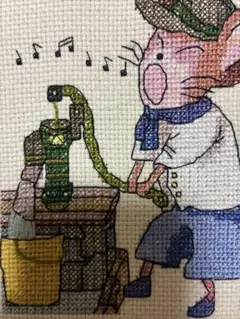 クロスステッチ刺繍（水汲み）完成品