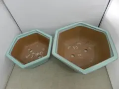 常滑焼古鉢　１５号 #落款[山晃 ] 山野草の石田精華園 / 火鉢 2点セット 信楽焼 生子15号（45cm）＋灰